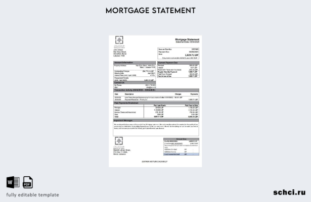 цифровая загрузка Ливан Выписка по ипотечному кредиту Banque du Liban Шаблон в ф